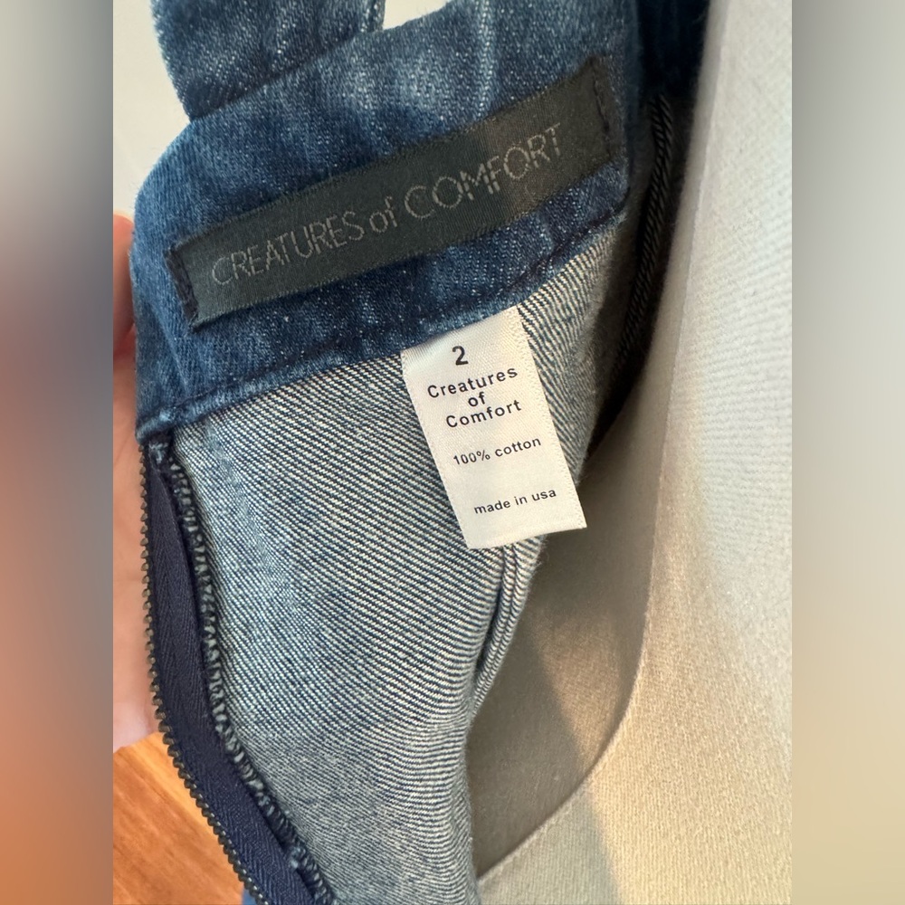 Creatures of Comfort Blue Denim Midi Dress with Sweetheart Bodice - Picture 5 of 5